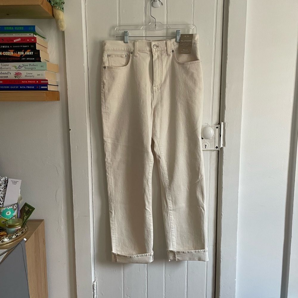 Madewell Cream Straight-Leg Jeans